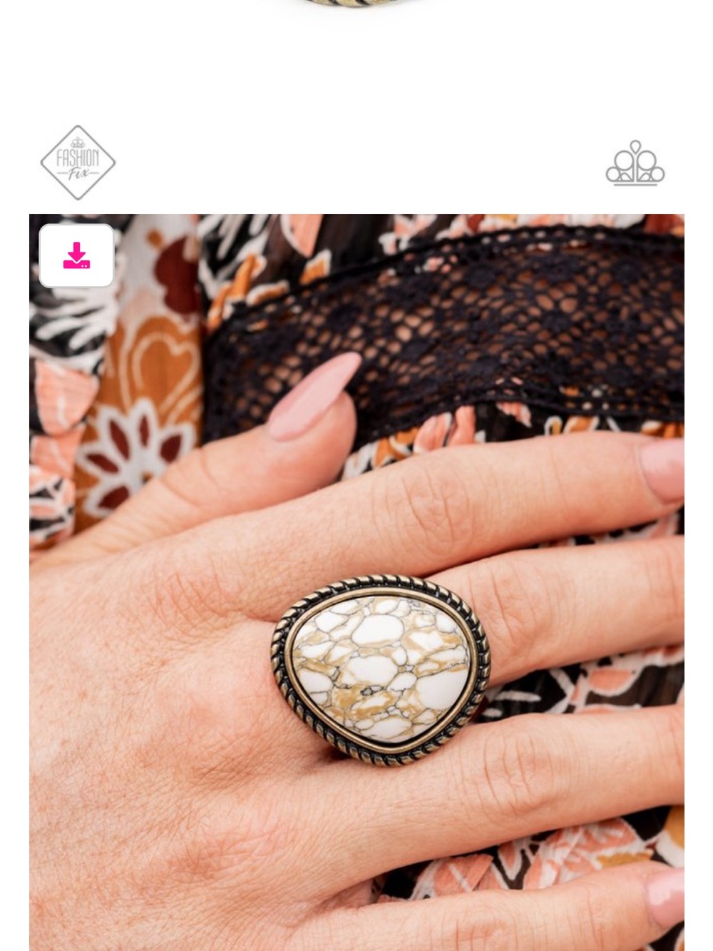 paparazzi White Veined Teardrop Statement Ring